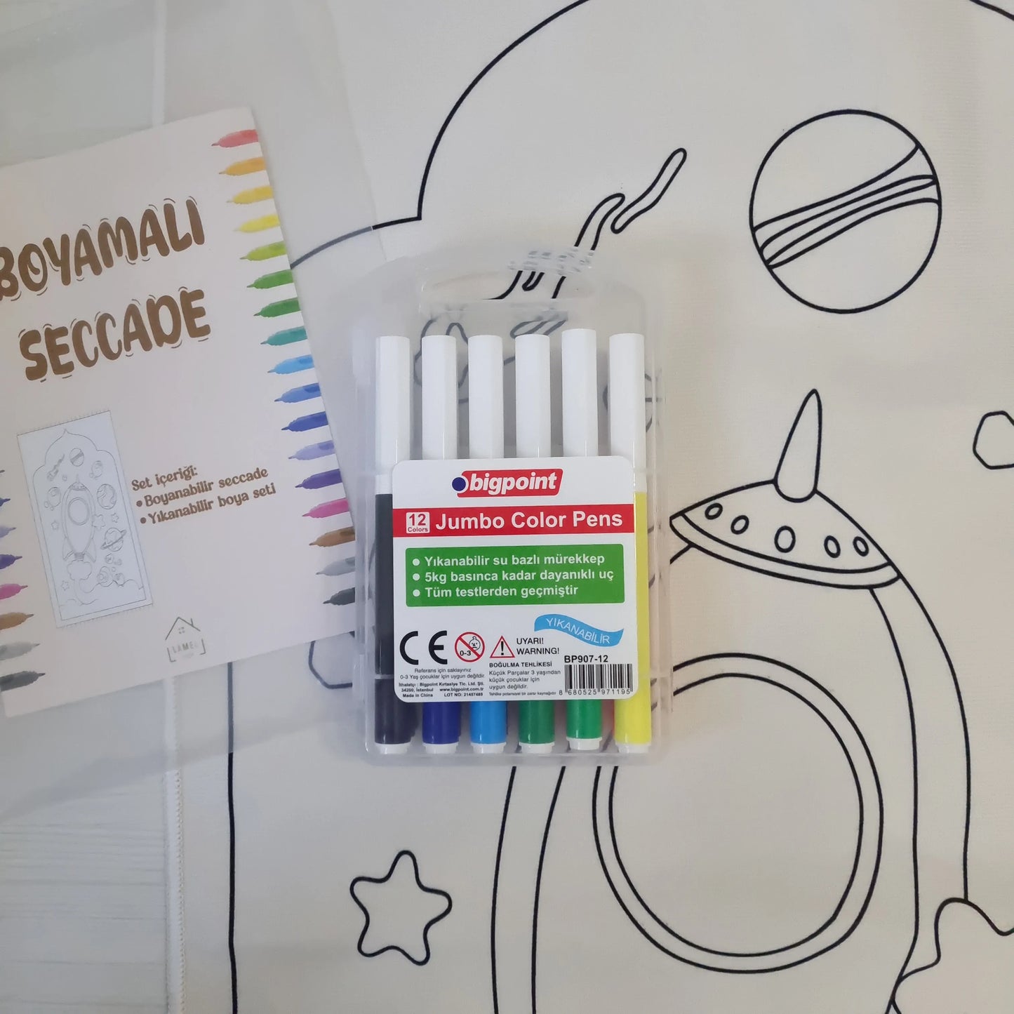 Boyamalı Seccade Yıkanabilir Silinebilir