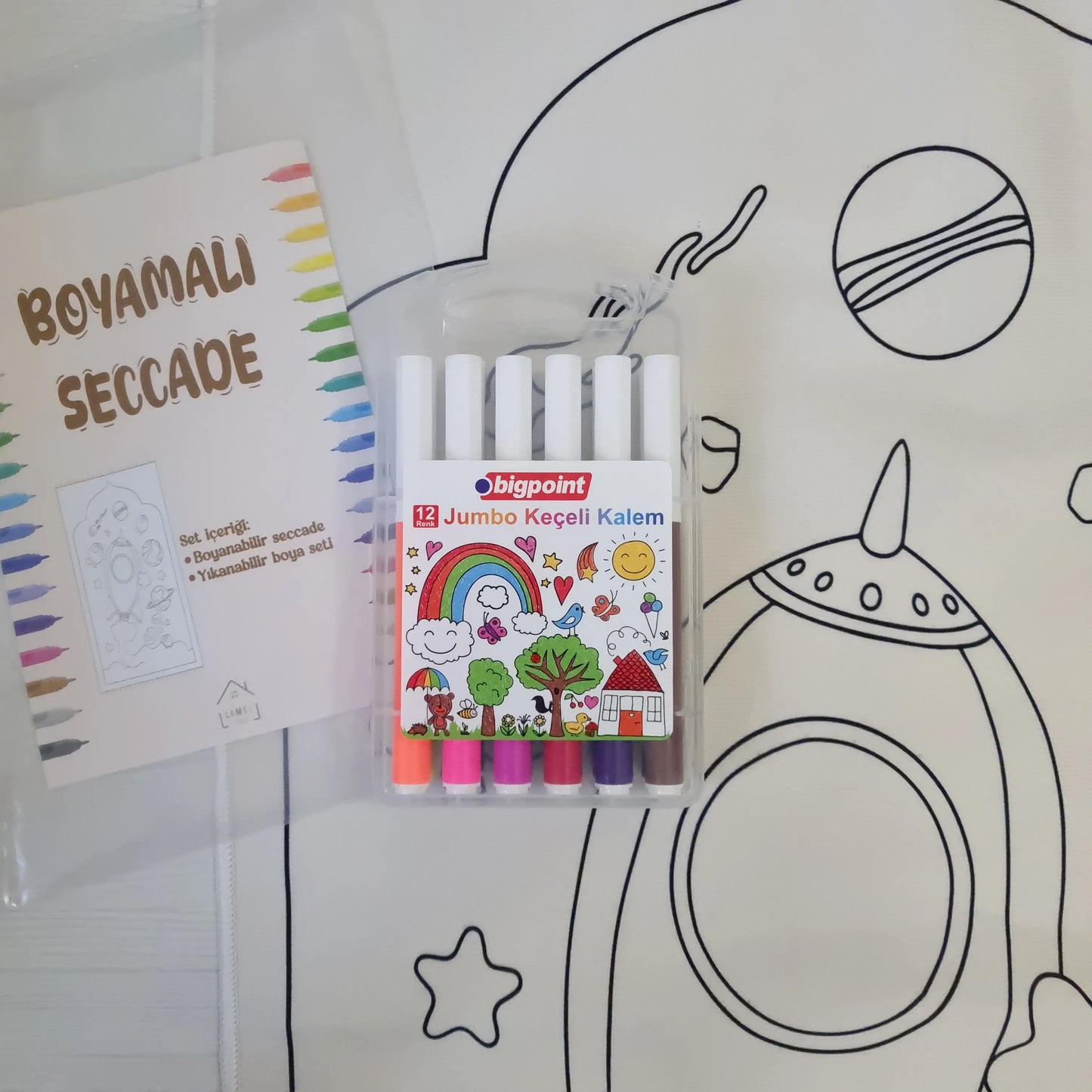 Boyamalı Seccade Yıkanabilir Silinebilir