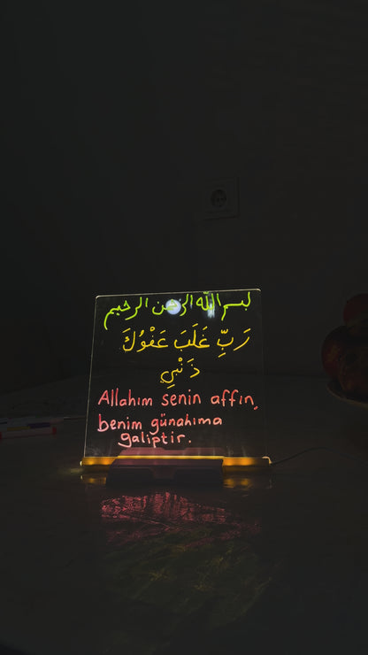 LED Işıklı Çizim ve Boyama Tahtası Stant ve 6 Adet Kalem Hediyeli + Boya Kartlı